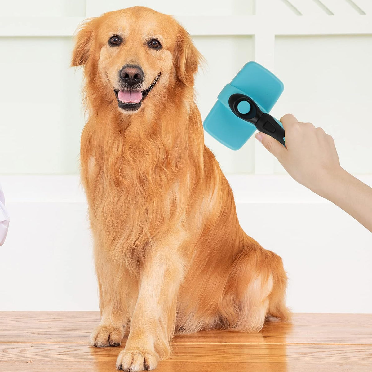 Pet Grooming Brush, Self Cleaning, Blue, for Dog and Cat, Long & Short Hair, Undercoat, Mat Tangled Hair Remover, Ergonomic Design