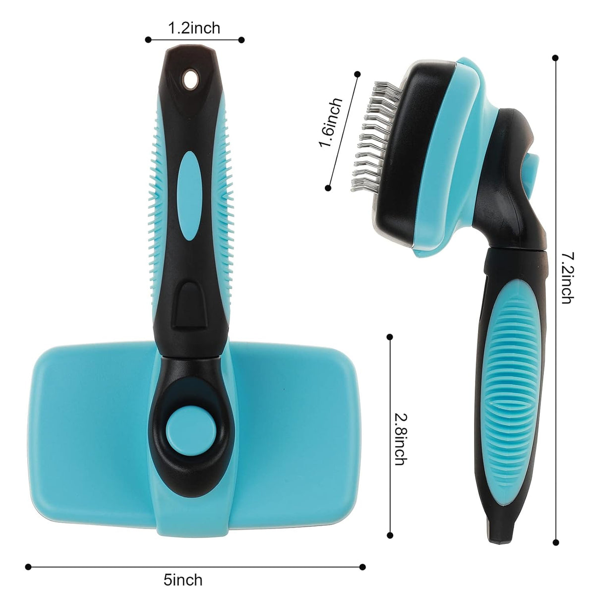 Pet Grooming Brush, Self Cleaning, Blue, for Dog and Cat, Long & Short Hair, Undercoat, Mat Tangled Hair Remover, Ergonomic Design