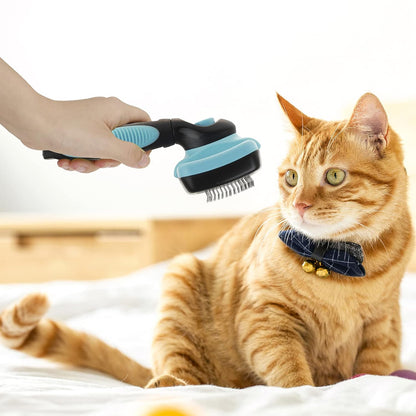 Pet Grooming Brush, Self Cleaning, Blue, for Dog and Cat, Long & Short Hair, Undercoat, Mat Tangled Hair Remover, Ergonomic Design